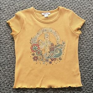 Ally B Mustard Kids Tee with Floral Graphic